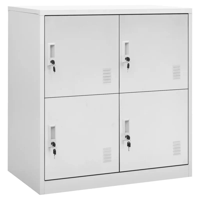 Armoire à casiers moderne bureau 90 x 45 x 92 cm avec serrures grande capacité en acier gris clair 02_0046919