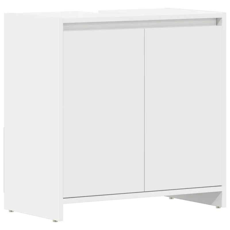 Armoire de salle de bain rangement élégant 60 x 33 x 61 cm design épuré en bois d'ingénierie blanc 02_0047729