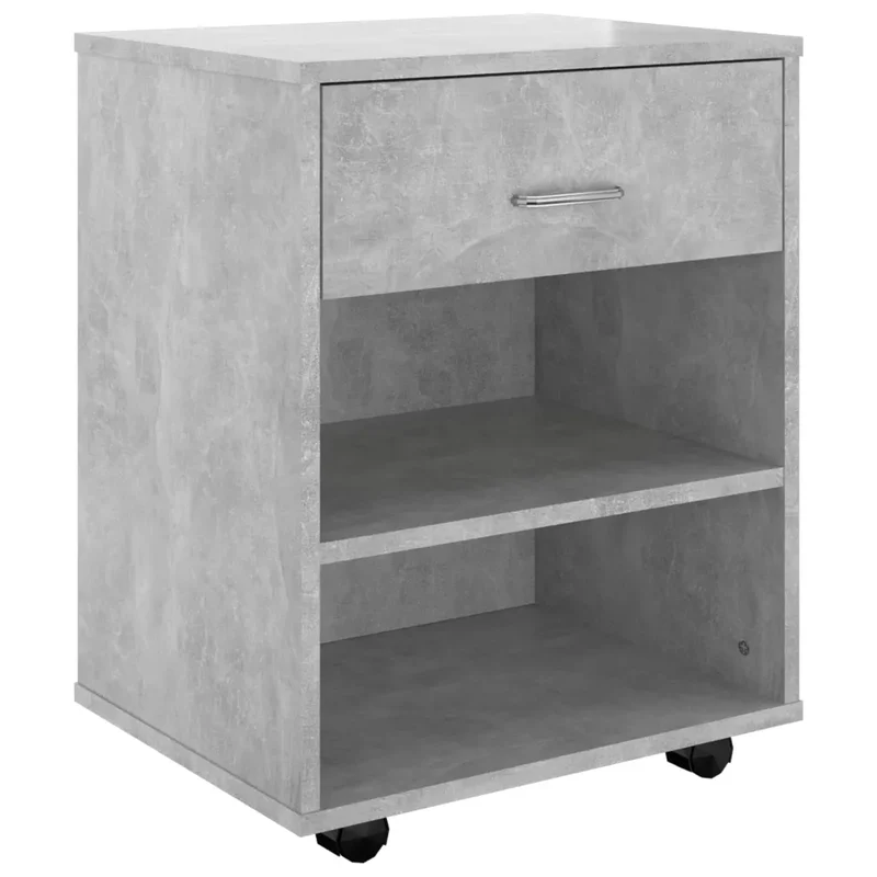 Armoire à roulettes moderne fonctionnelle 46 x 36 x 59 cm en bois d'ingénierie gris béton 02_0047930