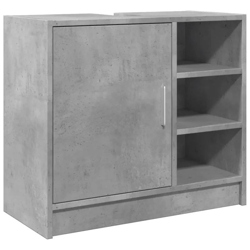 Armoire de lavabo moderne avec espace de rangement 63 x 29 x 55 cm finition lisse en bois d'ingénierie gris béton 02_0049550