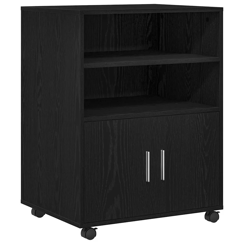Armoire rectangulaire à étagères 60 x 48 x 81 cm grand espace de stockage style moderne en bois d'ingénierie noir 02_0052189