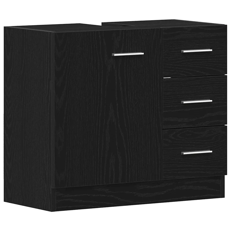 Armoire d'évier avec rangement pratique 63 x 30 x 54 cm en bois d'ingénierie chêne noir 02_0051794