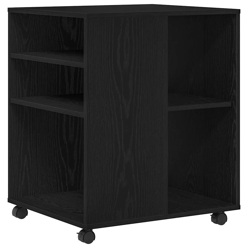 Armoire de rangement moderne avec roues 60 x 53 x 73 cm pratique minimaliste bureau en bois d'ingénierie noir 02_0051909