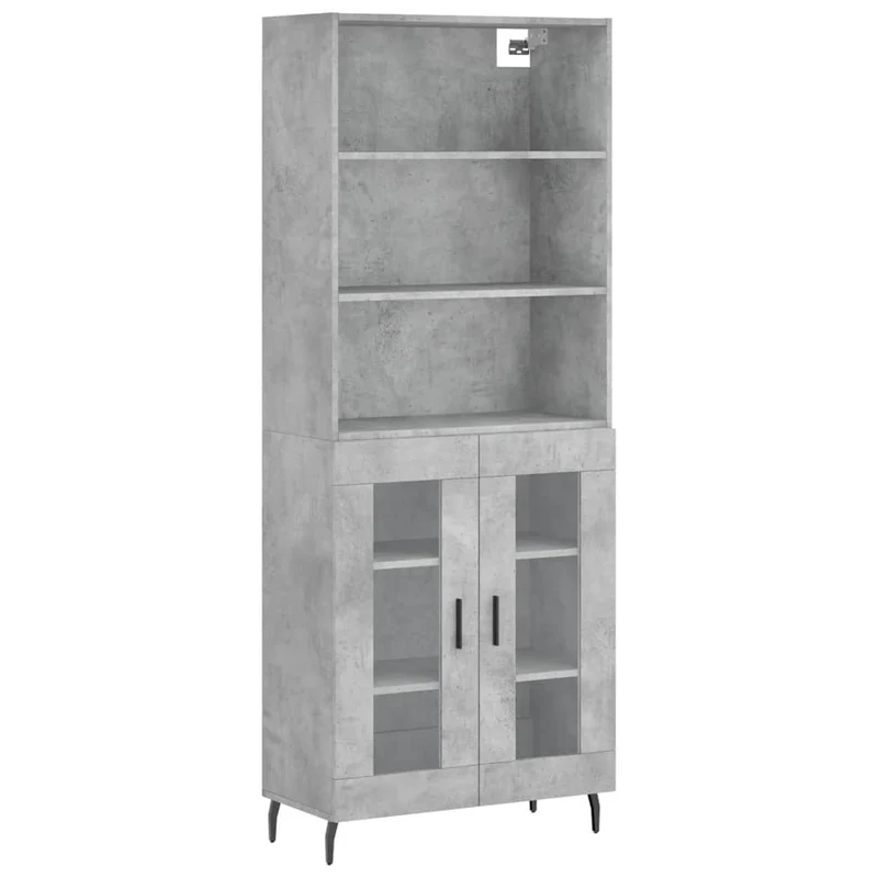 Buffet bahut commode armoire meuble de rangement organisateur cuisine salle de séjour salon haut 69,5 x 34 x 180 cm bois d'ingénierie gris 02_0034557