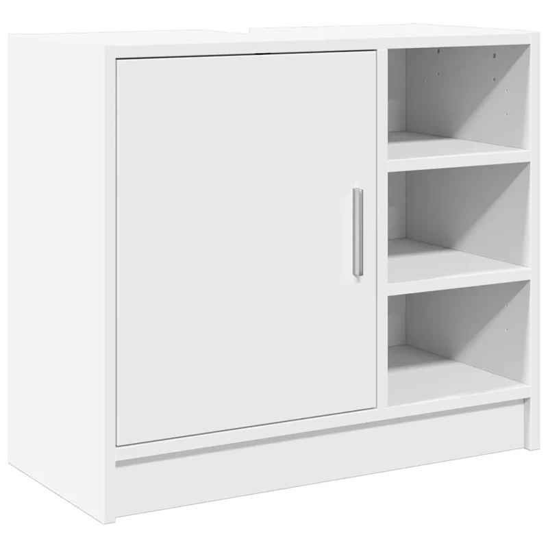 Armoire de lavabo moderne rangement optimal salle de bain 63 x 29 x 55 cm en bois d'ingénierie blanc 02_0049548
