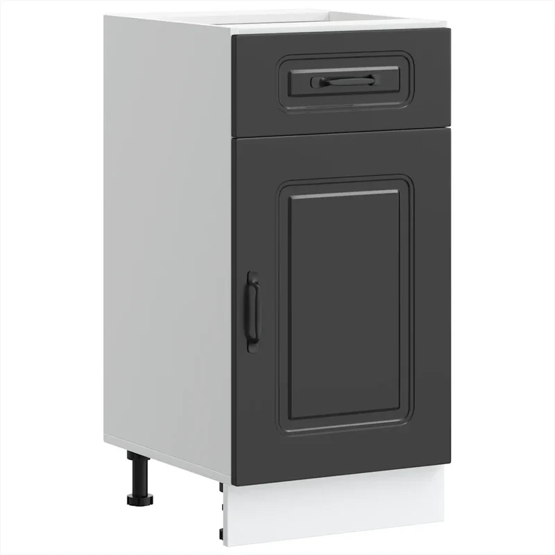Armoire de cuisine optimisée rangement 40 x 46 x 81,5 cm avec pieds réglables style moderne en bois d'ingénierie noir 02_0049891