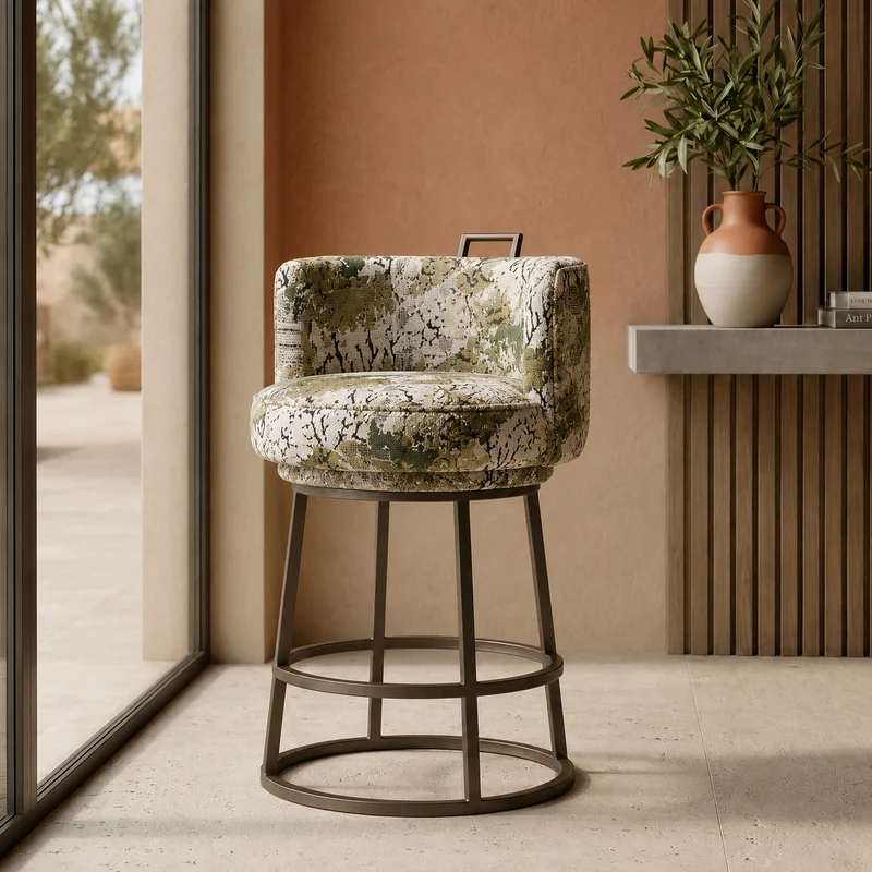 Tabouret DANA imprimé fleuri