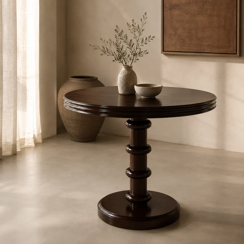 Table ronde Perla Acajou