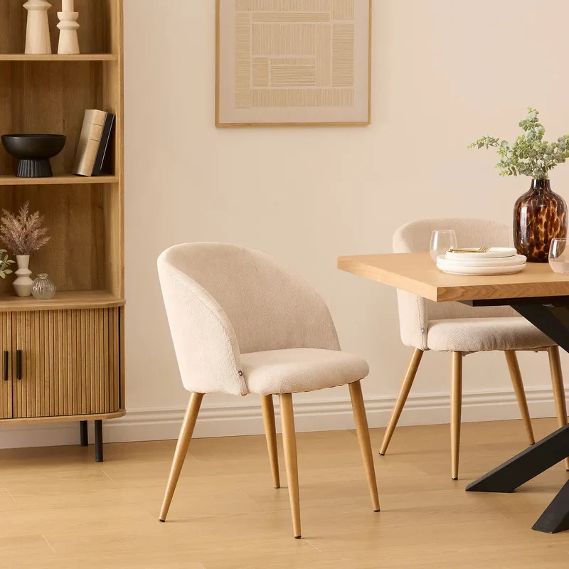 Fauteuil Celeste Effet velours côtelé, Beige