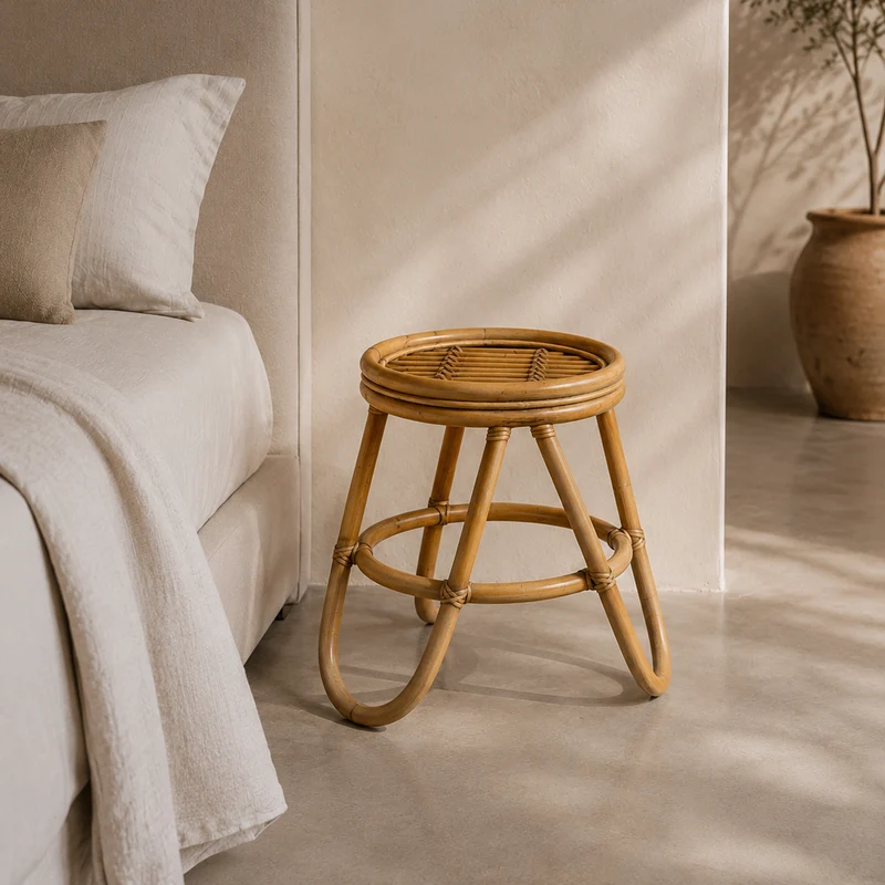 Chevet rond en rotin naturel