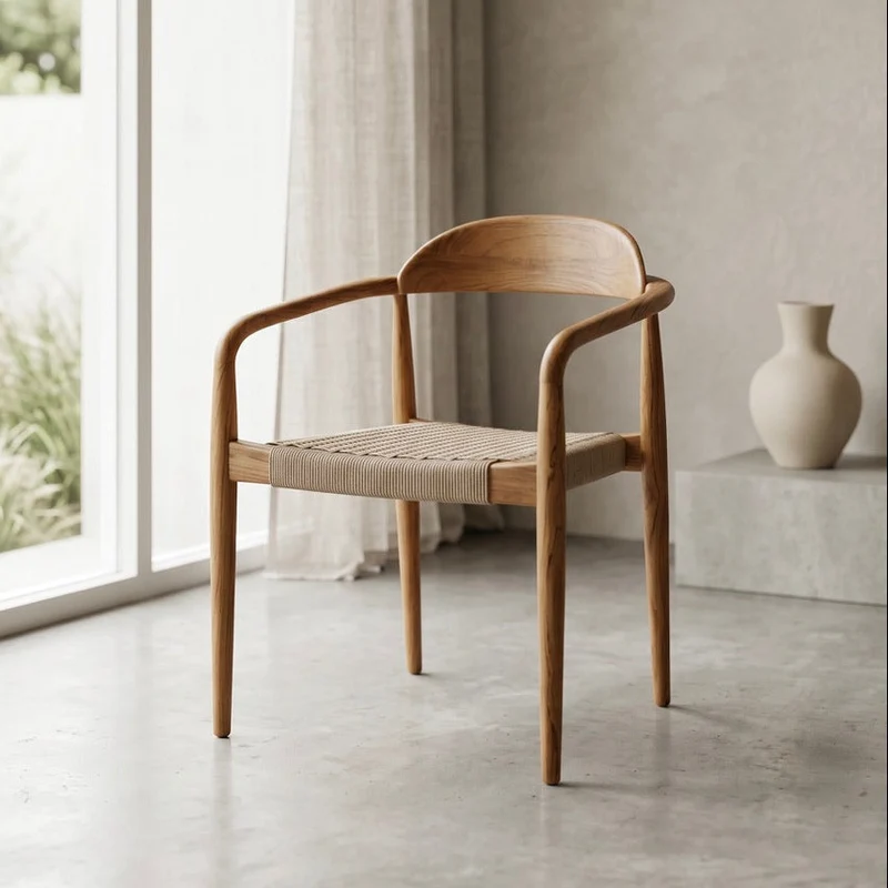 Chaise IRA en bois naturel et corde tressée
