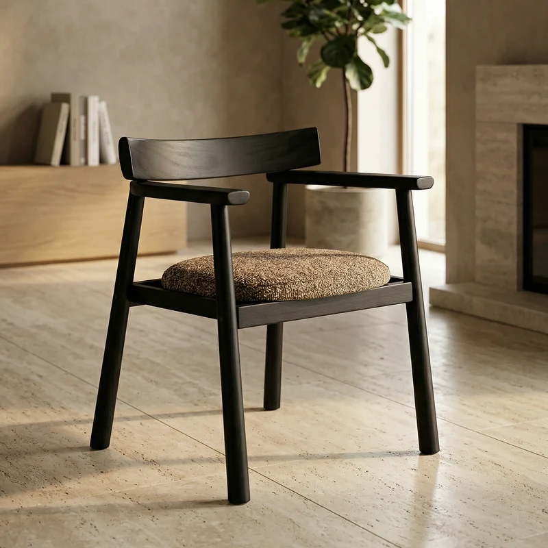 Chaise GAIA noir et tissu marron