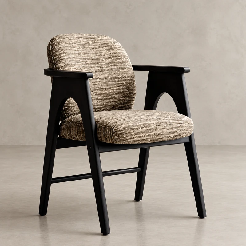 Chaise BOWIE noir & tissu marron