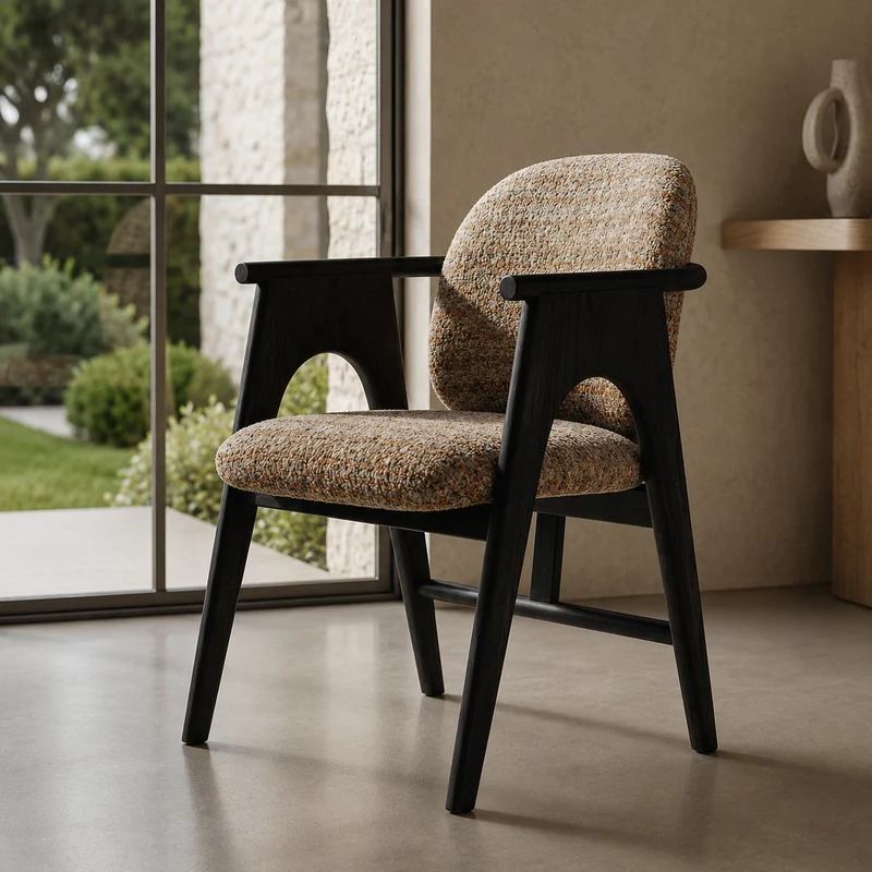 Chaise BOWIE noir & tissu crème