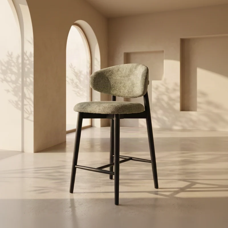 Tabouret JASPE Vert et Bois noir