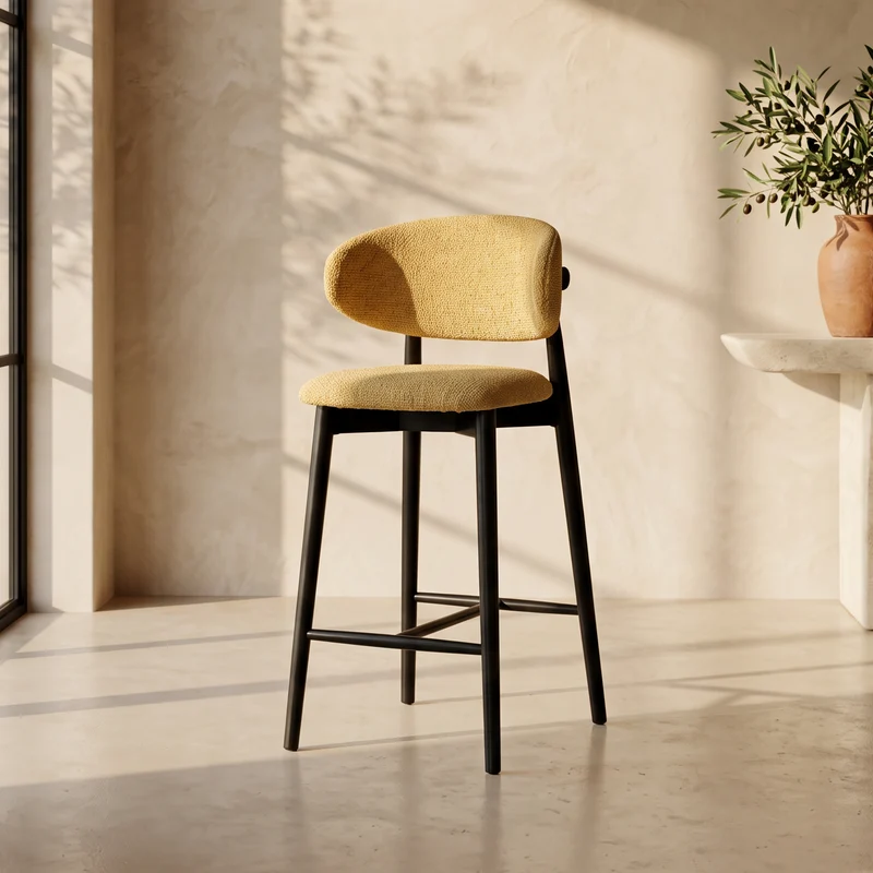 Tabouret JASPE Jaune et bois noir