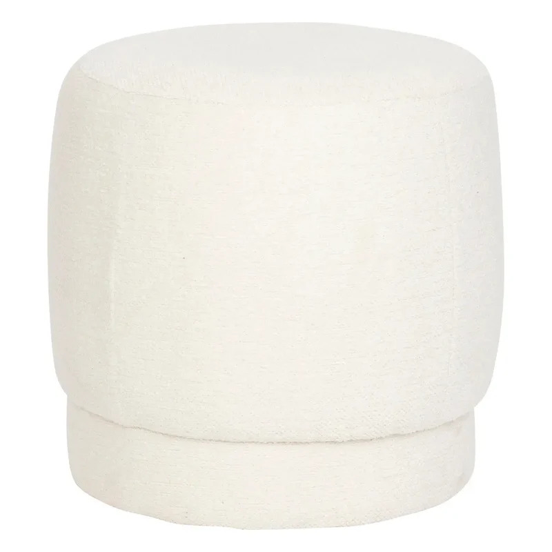 Pouf bouclette Amea Blanc, D.39 cm