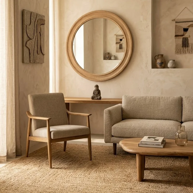 Miroir en Orme Recyclé Rond XXL