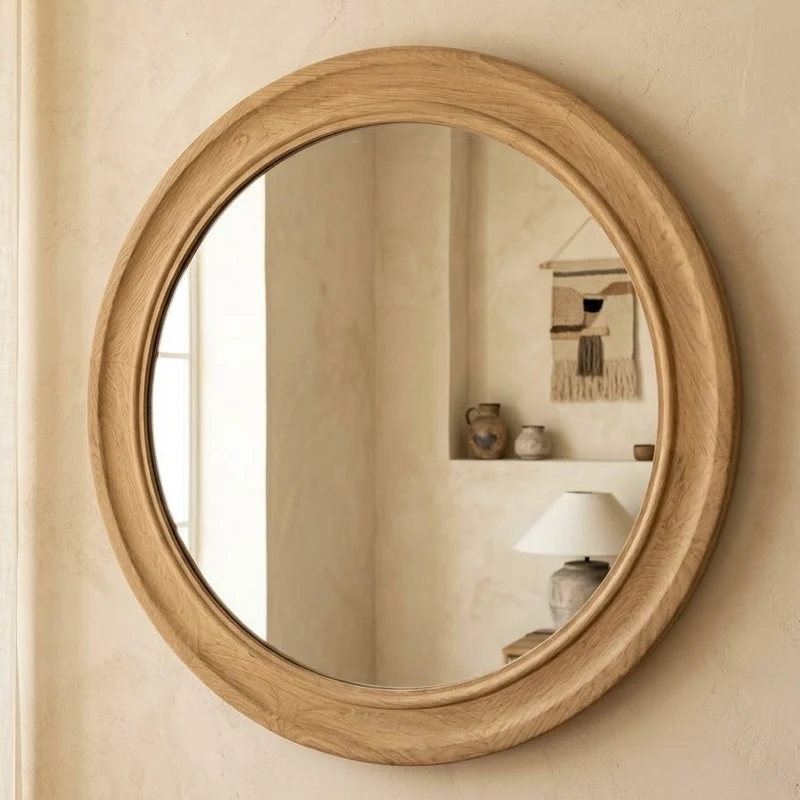 Miroir en Orme Recyclé Rond M