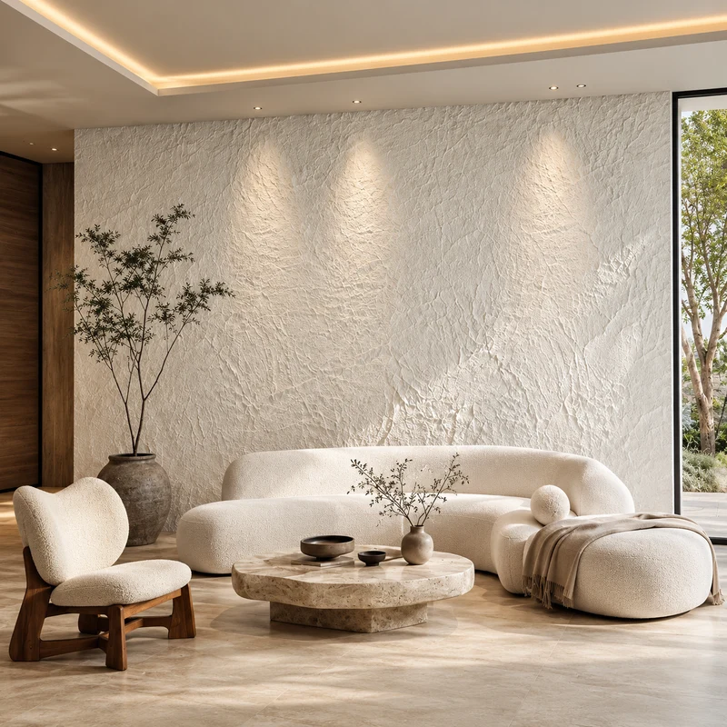 Revêtement mural blanc – Effet pierre naturelle