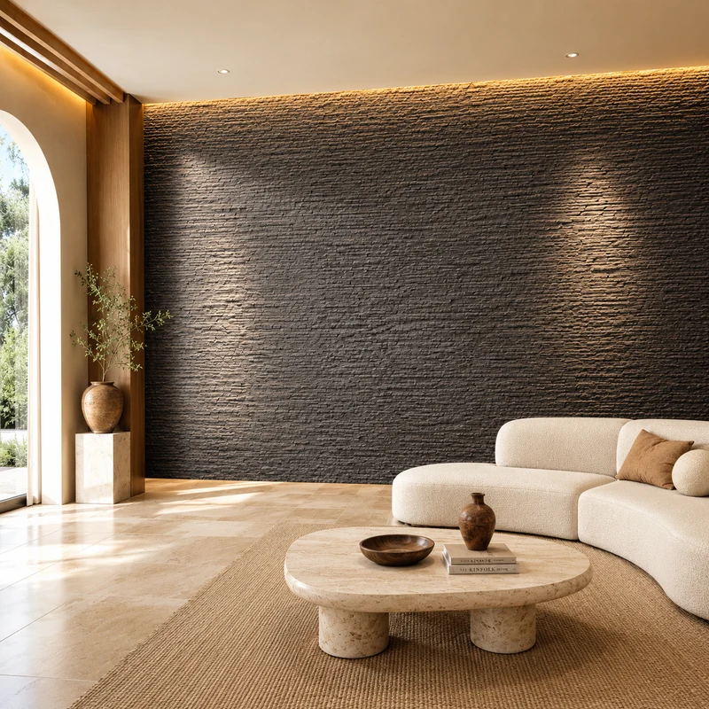 Revêtement mural anthracite – Effet pierre striée