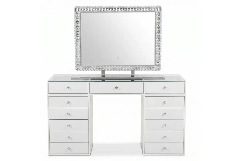 Pack Coiffeuse 150cm + Miroir LED Queen Beauty 80x60cm