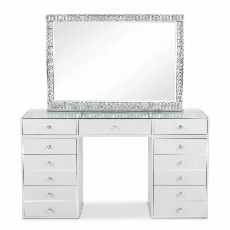 Pack Coiffeuse 150cm + Miroir LED Queen Beauty 120x80cm