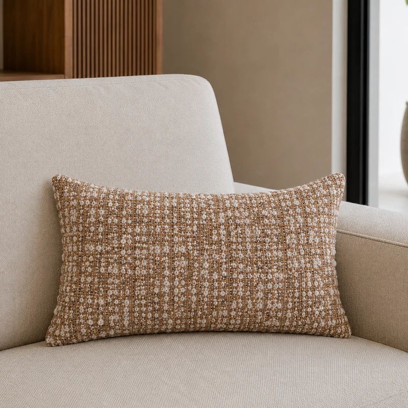 Coussin MAELIA Brun et écru texturé 44 × 35