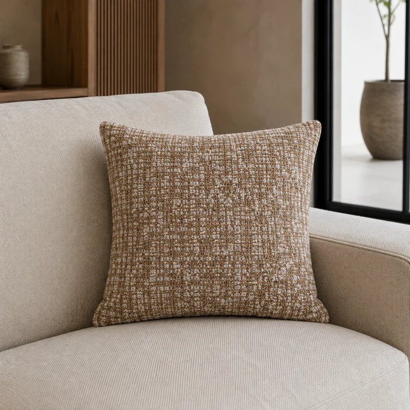 Coussin MAELIA Brun et écru texturé 40 × 40