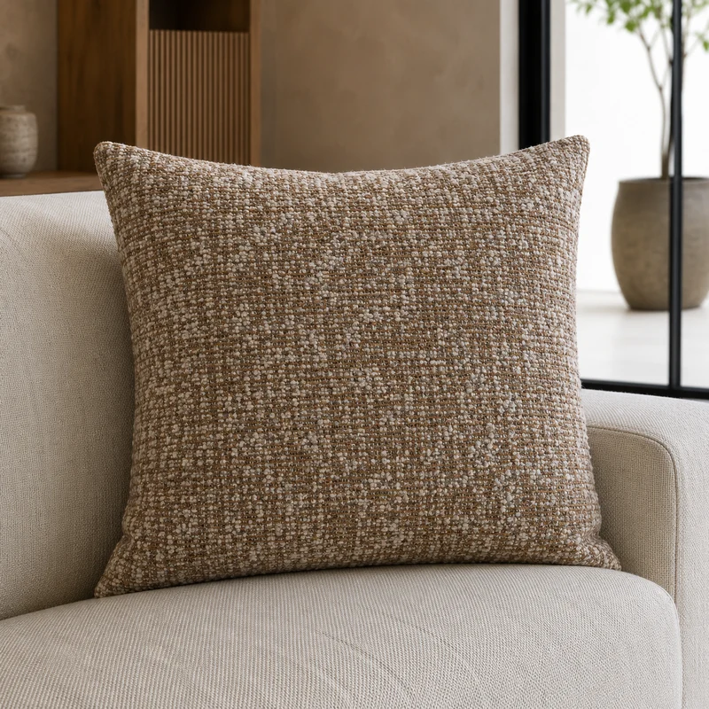 Coussin MAELIA Brun et écru texturé 50 × 50