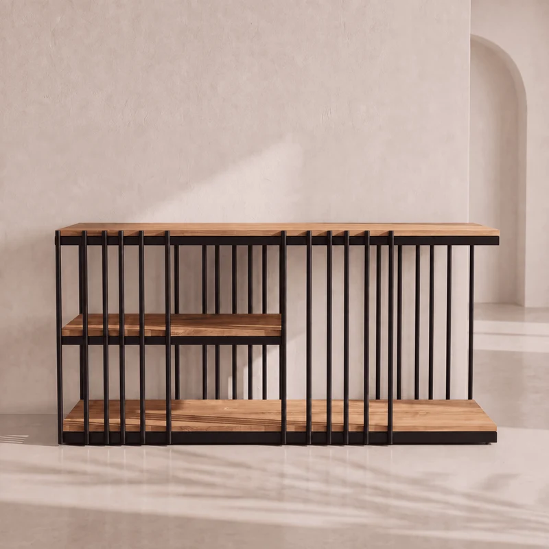 Console en acier noir & teck