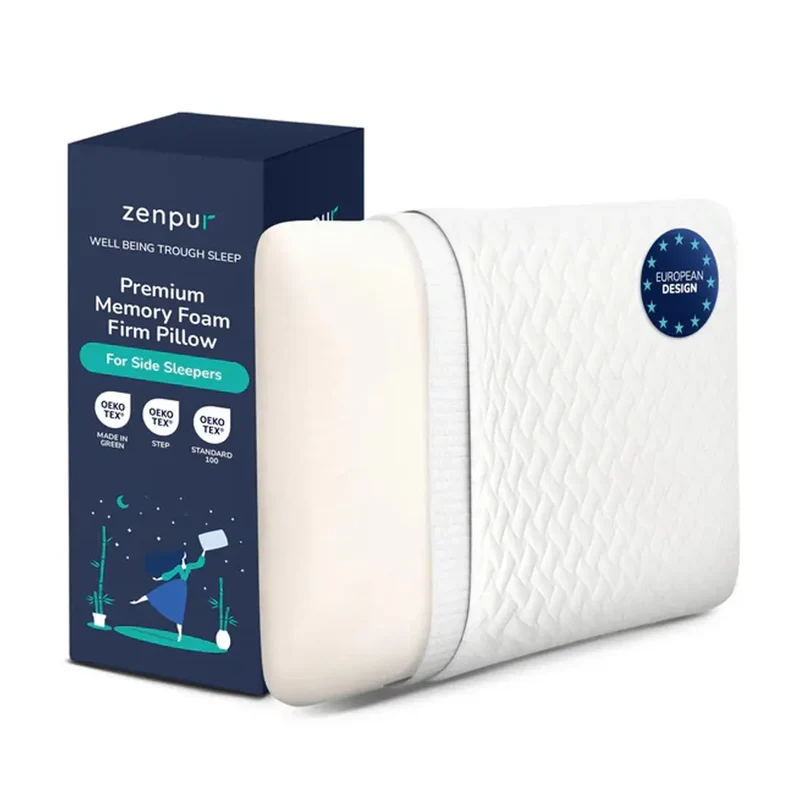 ZenPur - Oreiller Cervical Ergonomique "Ferme" en Mousse à Mémoire de Forme et Anti-Acariens