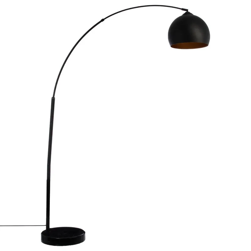 Lampadaire arc Hyto Marbre, métal noir, H.177 cm