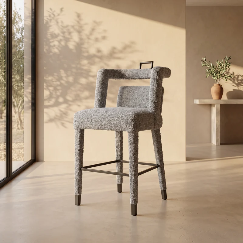 Tabouret Paloma en bouclette beige