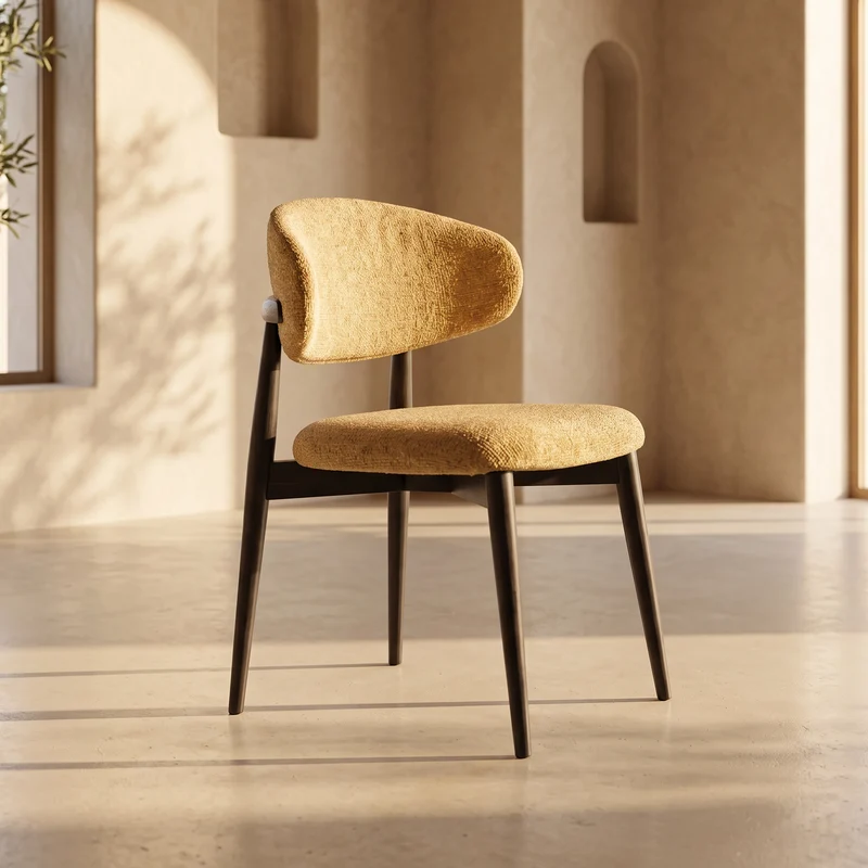 Chaise Jaspe Jaune et bois noir