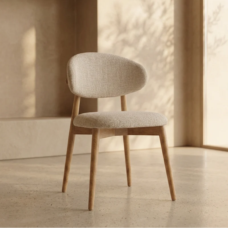 Chaise Jaspe Blanche et bois naturel