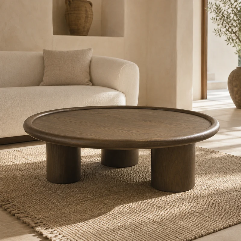 Table basse ANA ronde en noyer – Ø 110 cm