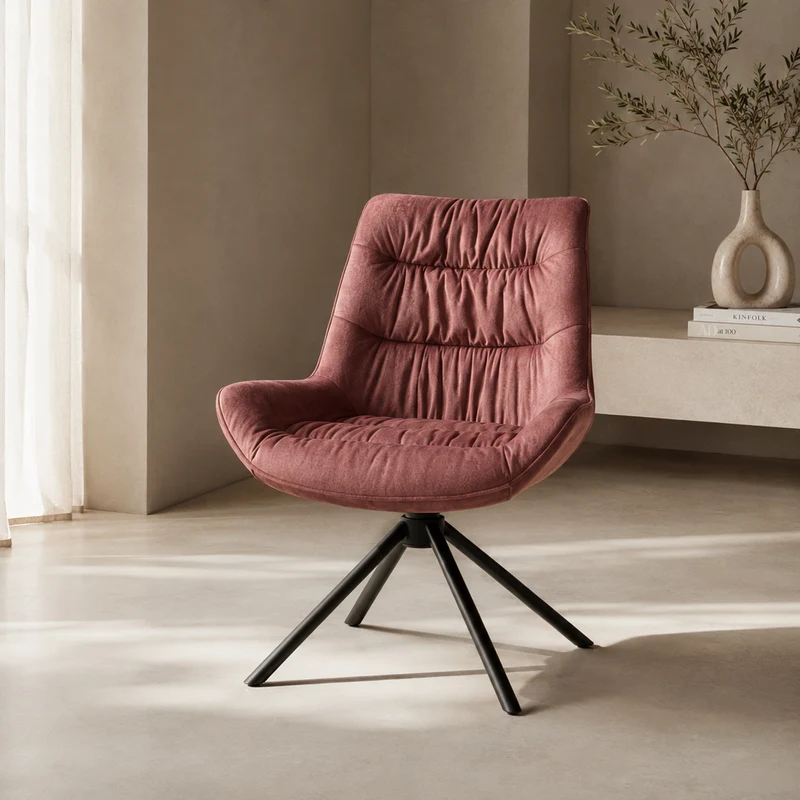 Chaise Velvet baquet pivotante rose