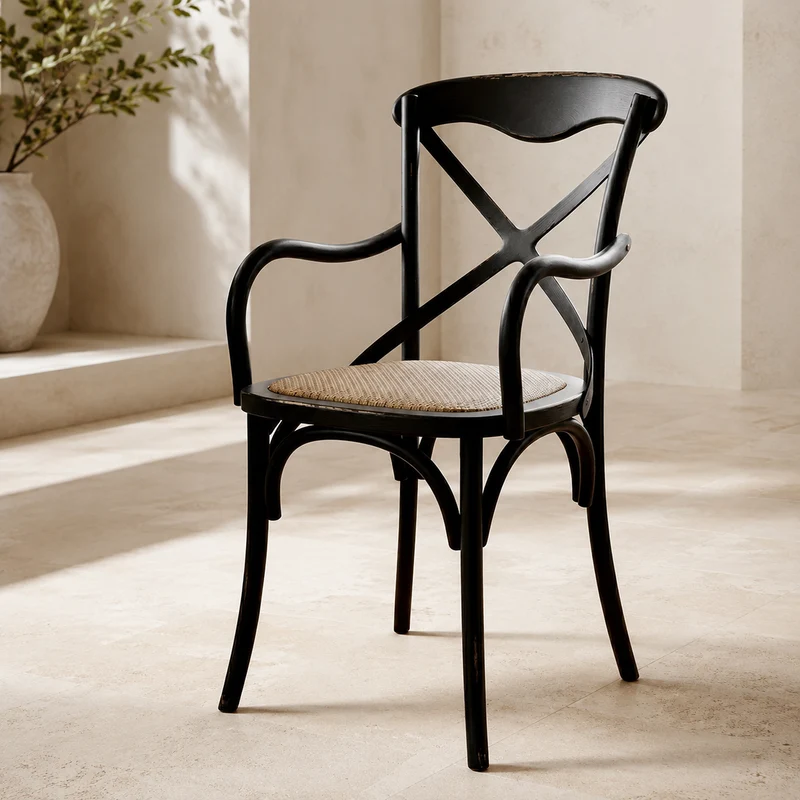 Chaise accoudoir Cassidy black antique
