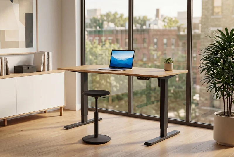 Bureau réglable en hauteur OAK DESK 160cm chêne naturel métal noir