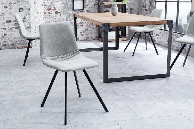 Lot de 2x chaises rétro AMSTERDAM CHAIR gris pierre design classique