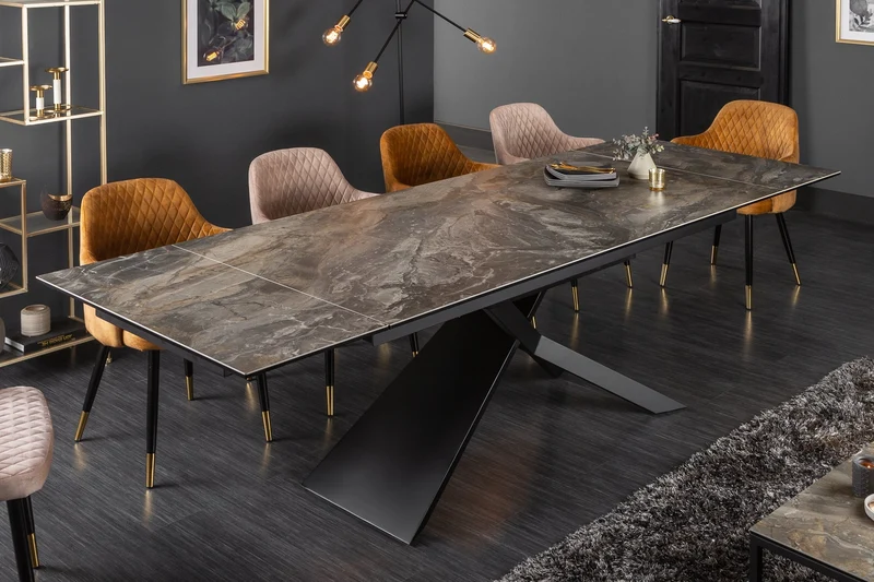 Table à manger extensible EUPHORIA 180-220-260cm céramique taupe anthracite fabriquée en Italie