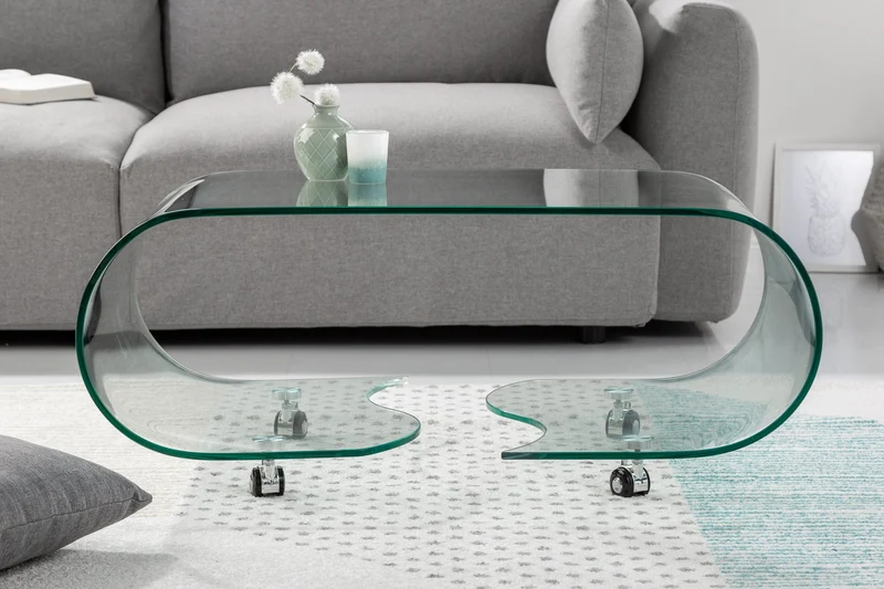 Table basse extravagante en verre FANTOME 90cm transparente