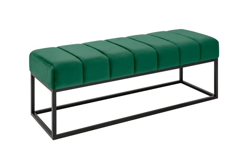 Elégante banquette PETIT BEAUTÉ 110cm velours vert émeraude structure noire
