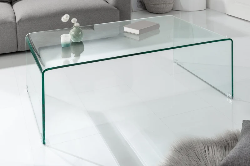 Table basse extravagante en verre FANTOME 110cm transparente