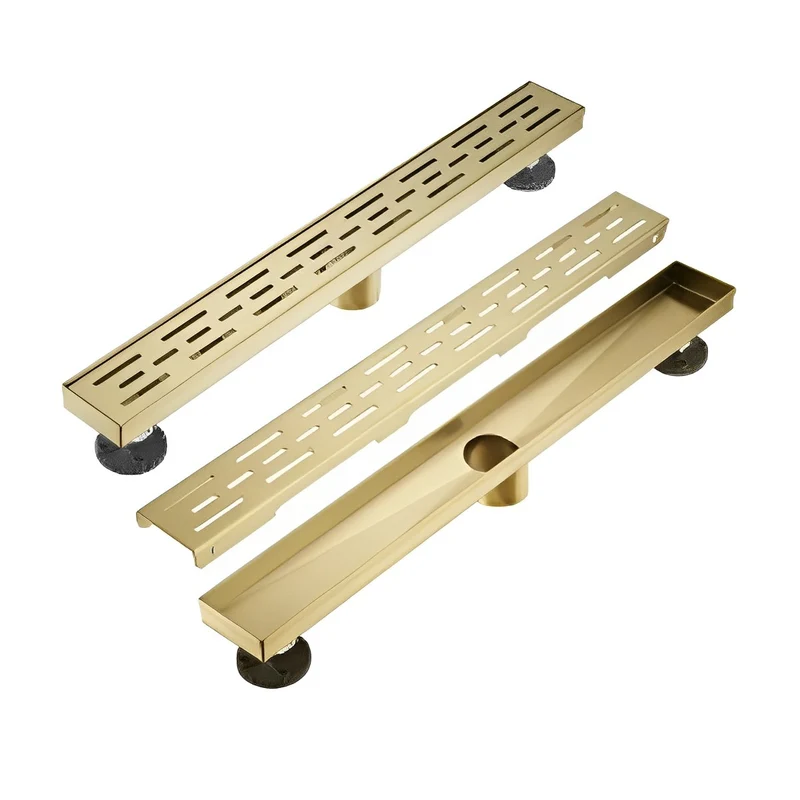24"/32" Brushed Gold Shower Room Linear Drainage G01BG