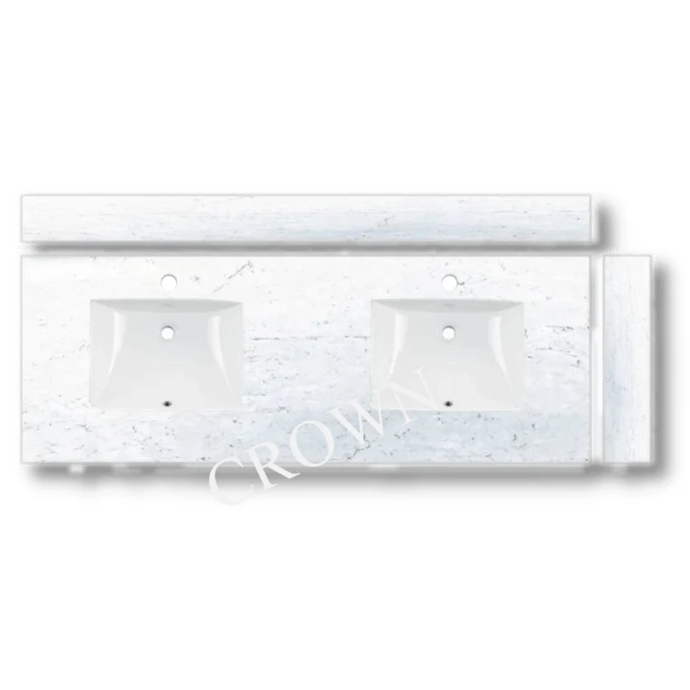 61" Vanity Quartz Counter Top Double Sink V008D-DD