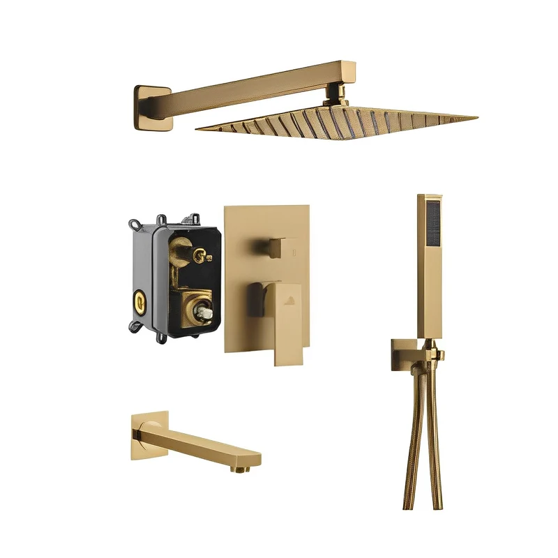 Brushed Gold Rain Shower Set CM8043-1BG