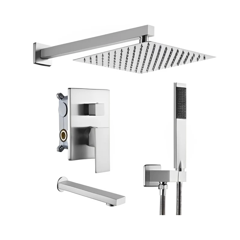 Brushed Nickel Rain Shower Set CM8043-1BN