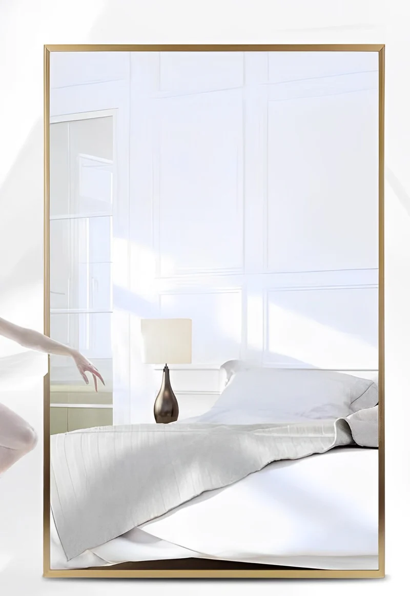 Rectangular Bathroom Mirror with Gold Metal Frame